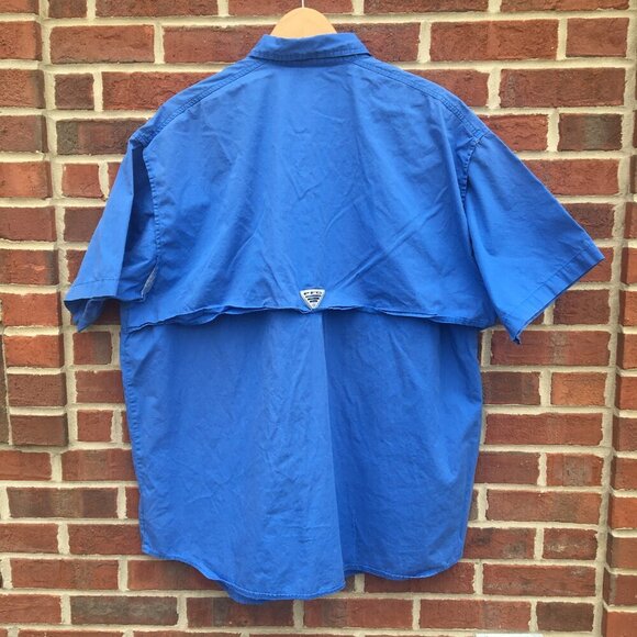 Columbia PFG Fishing Shirt Blue Mesh Lined Vent Back Hiking Camping Mens XL - Picture 2 of 9